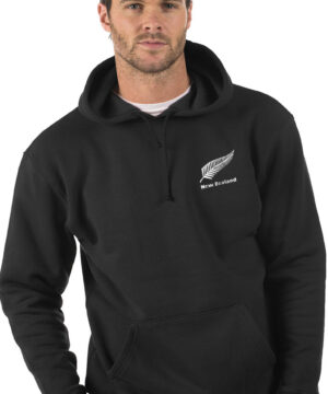Embroidered New Zealand Black Hoody