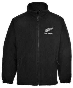 Embroidered New Zealand Full Zip Black Fleece