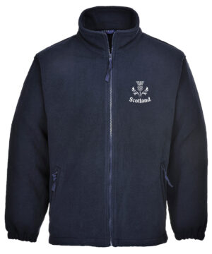 Embroidered Scotland Full Zip Navy Fleece